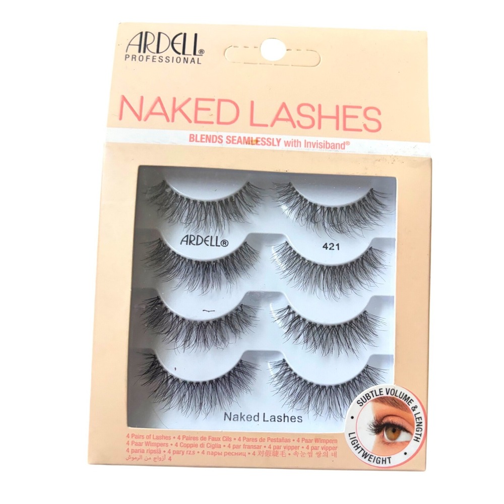 Ardell Professional Naked Lashes 421 Multipack 4 Pairs Black Faux Eyelashes New